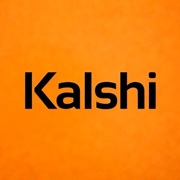 A bold black "Kalshi" logo displayed on a vibrant orange gradient background. The image pairs with a post noting that Kalshi traders give only a 21% chance of BTC outperforming gold this year.