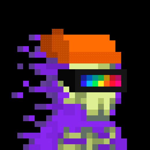 A pixel-art skeleton wearing an orange beanie hat with purple "matrix-like" code cascading down the side, the hat featuring a rainbow-block logo, paired with the panicked "oh shit oh shit oh shit" caption suggesting a humorous reaction to something shocking, likely representing the Faze Clan or similar esports/gaming brand facing a sudden, alarming moment.