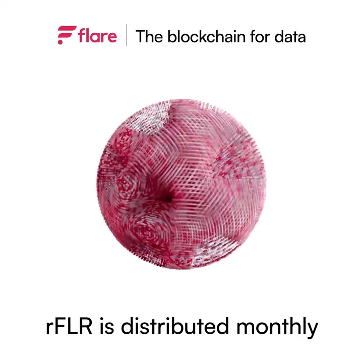 The image features a red circle with white lines, which appears to be a fake fingerprint. The text "rFLR" is written below the image, indicating that the rFLR distribution is now claimable for those who've participated in DeFi on the Flare platform.