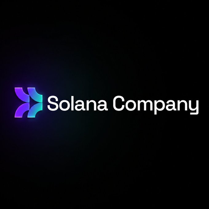 The image displays the "Solana Company" logo, featuring a stylized purple-to-teal gradient "X" symbol next to the company name in white text on a black background. This branding relates to the accompanying post, which reports Solana Company's Q2 2026 financial results, including $2.5M in revenue primarily from SOL staking rewards and a $30.3M net loss.