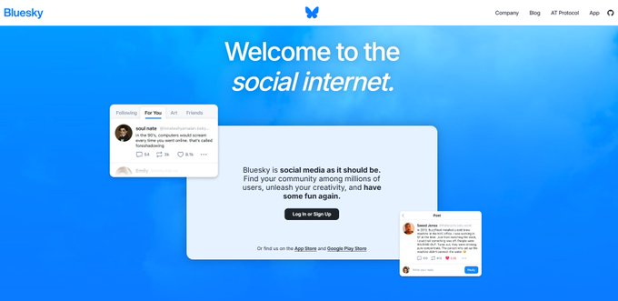 The image features a screenshot of a website called "BlueSky", which appears to be designed for social networking purposes with a blue background and white text. The image also contains two posts on Twitter, one titled "@bluesky" and another named "@KeetaNetwork". The post title suggests that it may potentially link the social network to the BlueSky site or might contain some interesting content about the network.