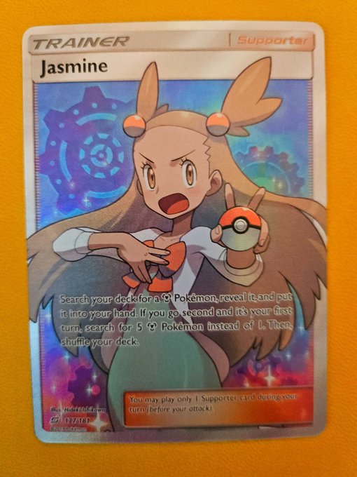 A Pokémon Trading Card Game supporter card named 'Jasmine' (177/189), featuring the character and instructions to search your deck for a Psychic Pokémon.