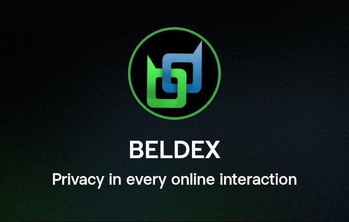 A logo graphic for "BELDEX" featuring a blue and green interlocking design, with the tagline "Privacy in every online interaction" against a dark background.