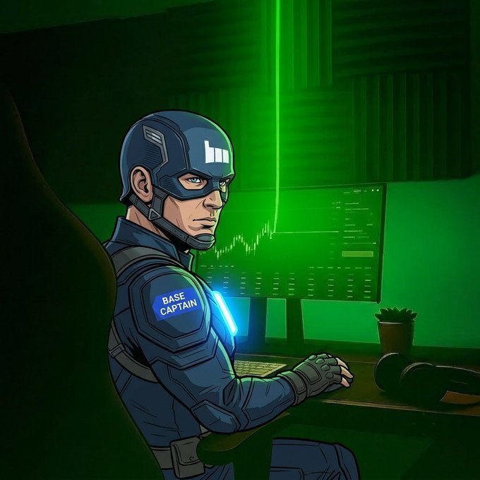 The image features a man dressed as Captain America, sitting at a desk with a computer monitor in front of him. He has a serious expression on his face while looking at the screen. The caption "What Base project could change everything for us?" suggests that there is something significant or groundbreaking about the Base project that might have far-reaching implications. It implies that this project, which is related to Captain America's character and identity, could potentially revolutionize the way people perceive and interact with technology in a similar manner as Captain America's iconic shield represents power and protection.