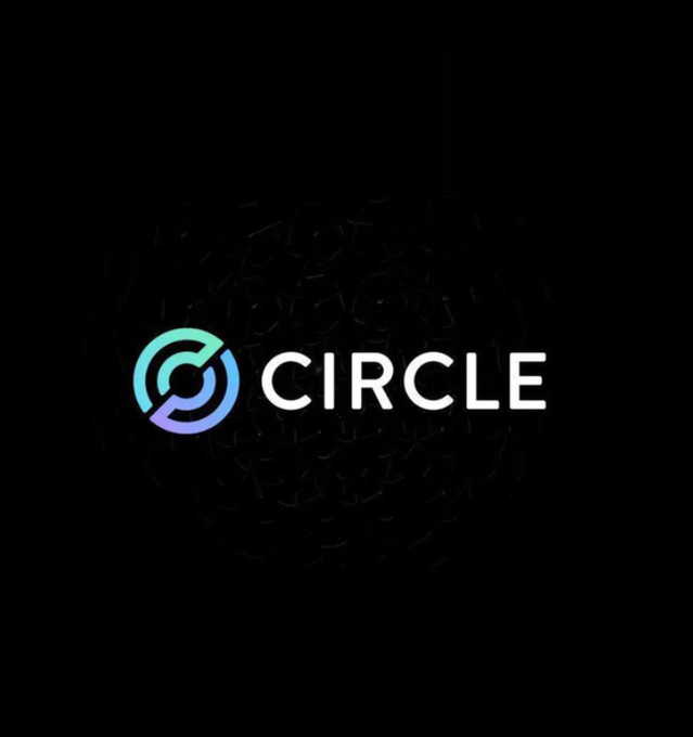 The image displays the Circle logo alongside the text "CIRCLE" against a dark background, representing the company behind USDC stablecoin. This branding directly relates to the post celebrating USDC's milestone of $100 trillion in lifetime on-chain volume, highlighting Circle's role in enabling internet-native financial infrastructure that rivals traditional banking rails.