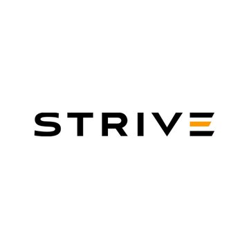 A logo on a white background displaying the word 'STRIVE' in black letters with an orange accent mark over the 'E'.