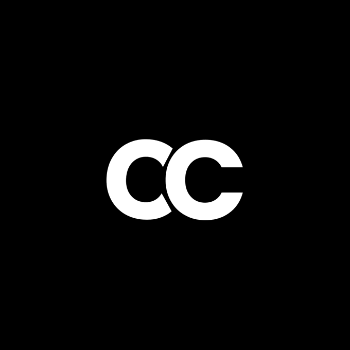 The Creative Commons 'CC' logo in white on a black background.