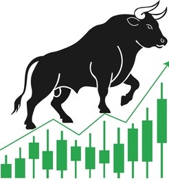 A black bull silhouette stands atop rising green candlesticks and an upward-trending line, symbolizing a bullish market surge that visually reinforces the post's optimistic prediction of $B3TR approaching the $1 mark.