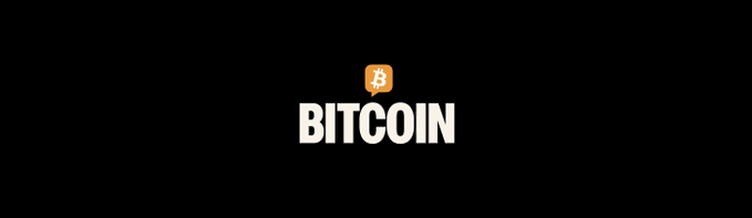 The image shows the Bitcoin logo and the word "BITCOIN" in bold white text on a black background. This aligns with the post's live Bitcoin price update referencing the $BTC ticker.
