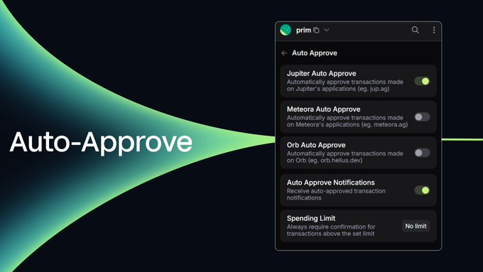 The image shows a phone screen with an approval button that says "Auto-Approve" written above it, along with several other buttons for different options. The text in the image suggests that the app is designed to handle transactions on Jupiter Wallet, which allows users to set limits and preferences for their auto-approvals. The post encourages users not to sign up for multiple auto-approves at once, as this can lead to unwanted popups or notifications interrupting their experience. Instead, they should focus on using the app's features one by one according to their needs.