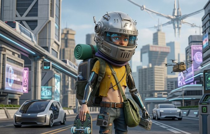 The image features a cartoon character dressed in yellow, wearing a helmet and carrying a backpack while riding a skateboard down a city street. The character appears to be walking or skating through an urban environment with various buildings and cars around them. In the background, there are neon signs that add to the futuristic atmosphere of the scene. The image also includes text related to Web3 infrastructure and cryptocurrency, suggesting that it is part of a larger discussion about the evolution and potential of this emerging technology in the context of modern city life.

The character's presence in the image could be interpreted as a commentary on how Web3 infrastructure is maturing and becoming more accessible for everyone, or even an advertisement for a particular cryptocurrency or blockchain platform. The cartoon character serves as a visual representation of the ongoing development and adoption of Web3 technology within contemporary urban settings.