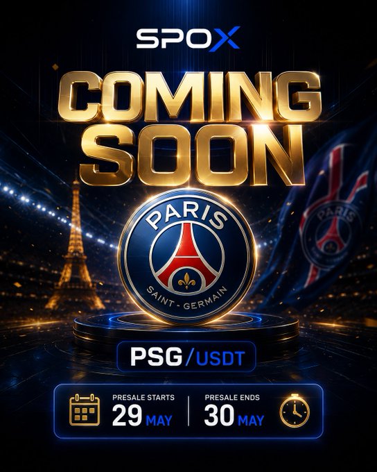 The image features an advertisement for a sports event that is coming soon. The poster displays a large logo with the word "Paris" written above it, along with the words "PSG/USDT" below it. There are also two flags in the background, one representing Paris and another representing Arsenal. The text on the poster announces the upcoming event as a sports fair, where PSG and Arsenal will be competing against each other. The image is accompanied by a clock that shows the time remaining before the event starts at 30 minutes.