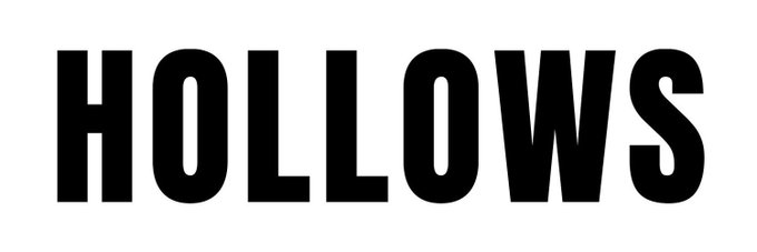 The image displays the word "HOLLOWS" in bold, black, all-caps lettering against a white background. This appears to be a logo or brand name image associated with @hollowshood, a project built on the Robinhood chain with a supply of 4000 tokens.