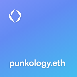 A blue gradient logo for 'punkology.eth' featuring a white geometric icon at the top.