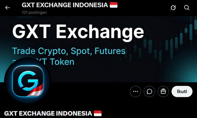 A Telegram post from the "GXT EXCHANGE INDONESIA" channel featuring its logo, Indonesian flag, and a banner advertising "Trade Crypto, Spot, Futures" with 131 posts, which relates to the user's question about whether GXT Exchange is a scam or a legitimate local Indonesian crypto platform.
