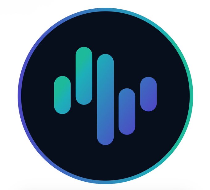 The image shows a circular logo with a dark navy background and a gradient border transitioning from purple to teal, featuring five vertical bars in increasing and decreasing heights that resemble a sound wave or bar chart graphic.

The logo relates to the post about the ZIGChain × ADIChain partnership, visually representing financial markets or data tracking through its ascending and descending bar pattern, which mirrors the themes of tokenization, funding, and market distribution discussed in the caption.