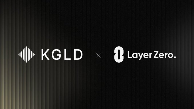 The image features a black background with white text that reads "Layer Zero" at the bottom of the screen, followed by "KGLD XCHL" above it. The text appears to be part of an advertisement or promotional material for LayerZero.