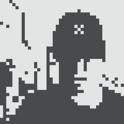 A pixel art style image of a hooded figure that appears to represent one of the NFTs from the normiesART collection being discussed in the post.