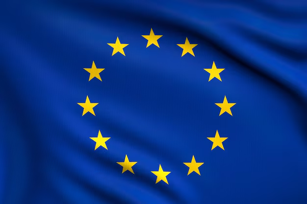 The image shows the European Union flag, featuring a circle of 12 gold stars on a blue background, which provides visual context to the post about ESMA's updated MiCA (Markets in Crypto-Assets) register adding 14 new licensed crypto firms, bringing the total to 294 across Europe.