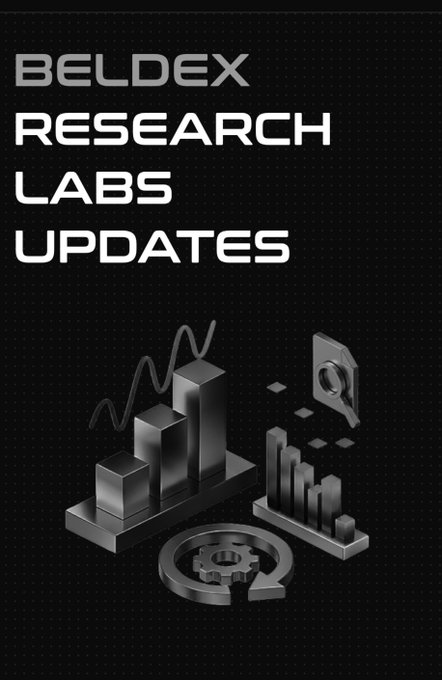 A black promotional graphic with the text 'BELDEX RESEARCH LABS UPDATES' alongside 3D illustrations of charts, a key, and a gear.