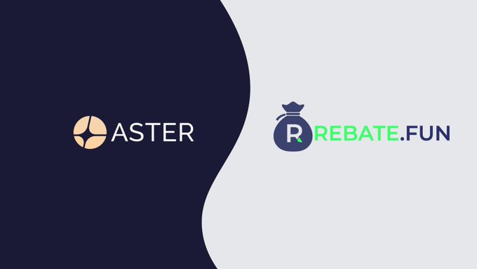 A logo graphic showing two brands side by side: 'ASTER' on a dark navy background and 'REBATE.FUN' on a light gray background.