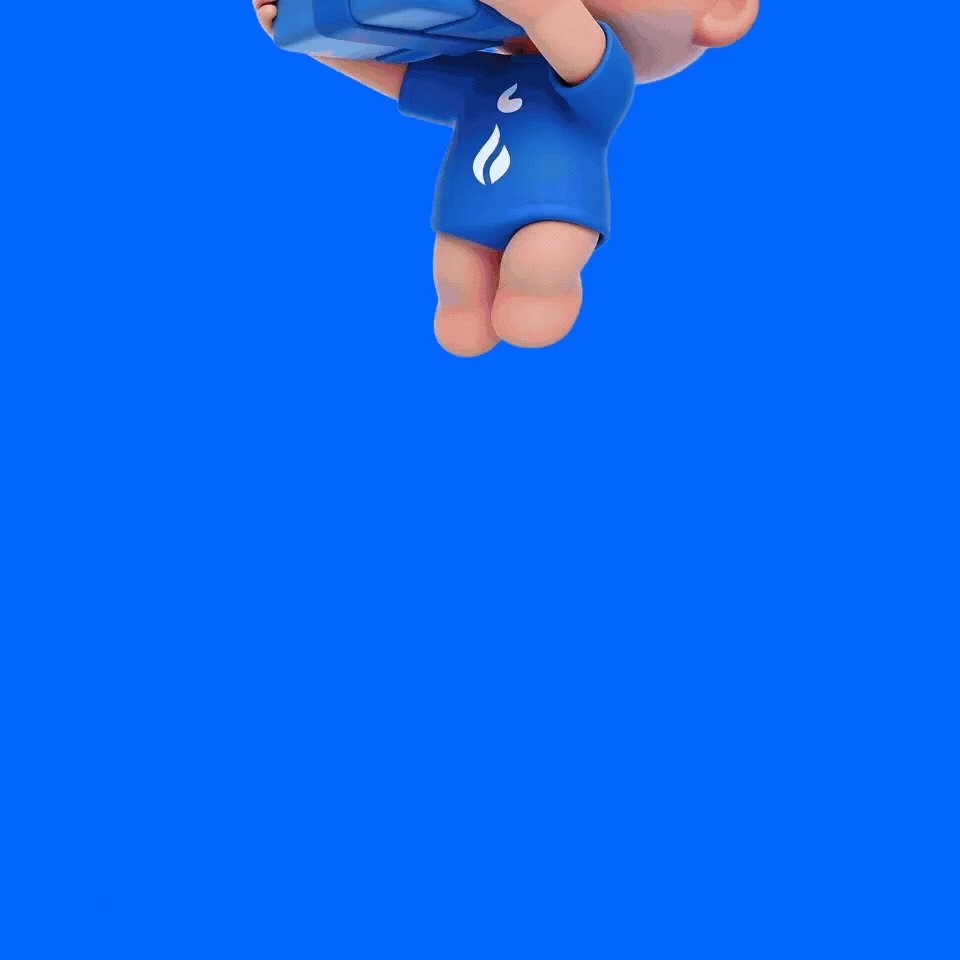 The image features a blue cartoon character that appears to be floating or flying through the air. The character is wearing a bright blue shirt with white text on it. The background of the image is a deep, dark blue color that contrasts nicely with the colorful cartoon figure and adds to the overall visual appeal of the scene. The caption provided below the image reads: "HTX's wave of perks isn' actually just one event—it'`e a whole combo of punches. Airdrop gift package worth $50 70% trading fee cashback Extra 5% annualized interest on Earn Spot slippage subsidy June spot trading competition sharing 80,000 UST It basically". The image itself does not provide any additional information about the post or its context.
