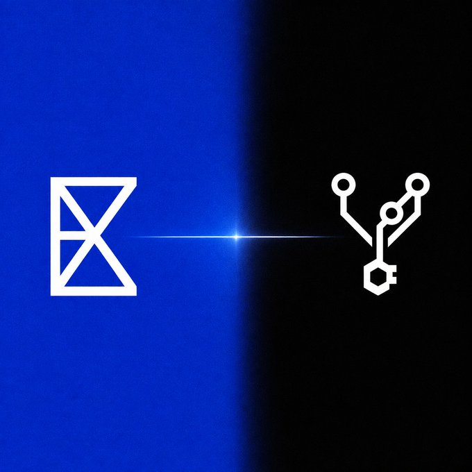 A blue and black split background displays the logos for Figma and Git, separated by a glowing light effect, symbolizing an integration.