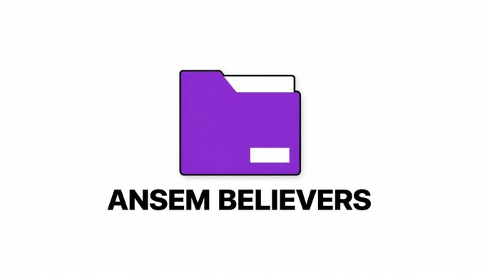 A purple folder icon above the text "ANSEM BELIEVERS".