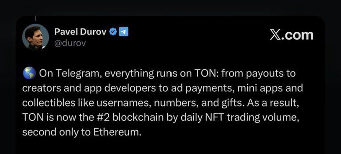 The image features an announcement about a new payment option called TON, which allows people to spend inside the Telegram's economy using USDC without having to touch a new wallet. This system would encourage more people to engage with the Telegram marketplace by offering them a convenient and secure way of making purchases and transactions. Users can easily navigate through the app or website by using their names and numbers for payment, enabling seamless communication and transactions within the Telegram community. The post also includes information about the second round of trading that has just opened, so users interested in participating should keep an eye on that update to stay informed about the ongoing activities and opportunities available within the Telegram marketplace.