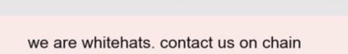 Text on pink background reads "we are whitehats. contact us on chain"