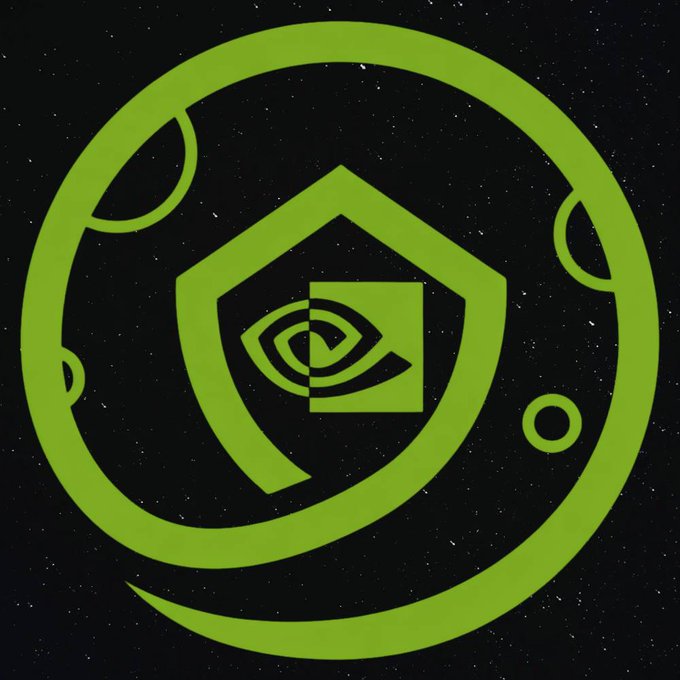 The image features a green logo with a house and a square, both outlined in black against a dark background. The house has two windows, one of which is a circle with a dot inside. The square is also outlined in black. The text "NVIDIAMOON 0x0Ae024D3C20738f9b6a8c7d5f9b" is present within the image.
