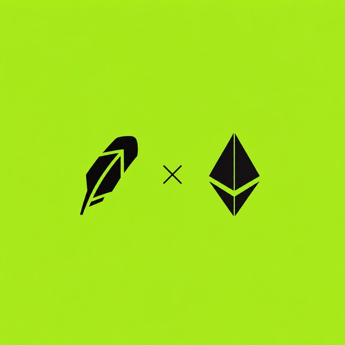 A bright green background featuring the black logos of Edge and Ethereum with an 'X' between them, indicating a partnership or collaboration.