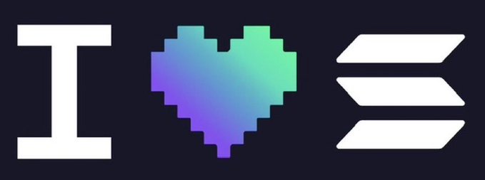 A pixelated graphic on a dark background featuring the letter 'I', a multicolored pixel heart (purple, blue, and green), and a white equals sign, spelling out 'I ♥ ='.