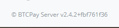 Small footer text reading '© BTCPay Server v2.4.2+fbf761f36' on a white background.