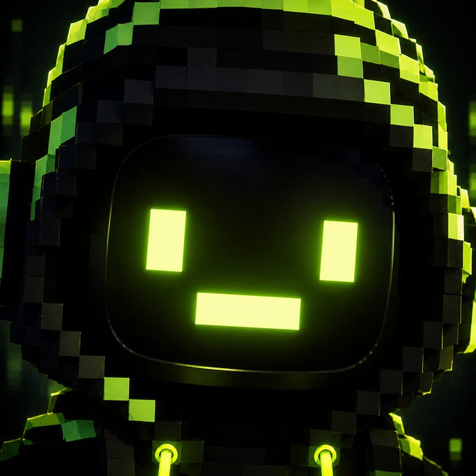 A pixelated hooded figure features a glowing green digital face with a simple smiley expression, set against a dark green background. The image visually reinforces the post's message about securing one's "mindlist," with the friendly digital character serving as an inviting, tech-themed mascot.