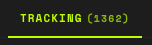 A retro green digital screen displaying the text 'TRACKING (1362)' with a loading bar underneath.
