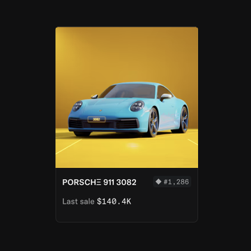The image features a digital NFT listing of a "PORSCHΞ 911 3082" priced at #1,266 with a last sale of $140.4K, illustrating that despite Porsche shutting down the project, holders retain these valuable Porsche 911 NFTs as the Discord and social channels go offline.