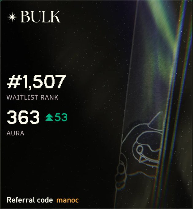 The image features a poster with a black background, white text, and a green arrow pointing upwards. The poster displays information about a weekly aura drop, stating that there are 53 more aura points available this week. The poster also mentions that the aura drop is referred to as "manoc" in the comments section below it.