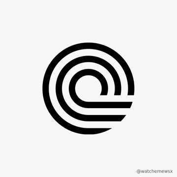 A minimalist black and white spiral logo design on a white background, credited to '@watchmewsx' in the bottom right corner.