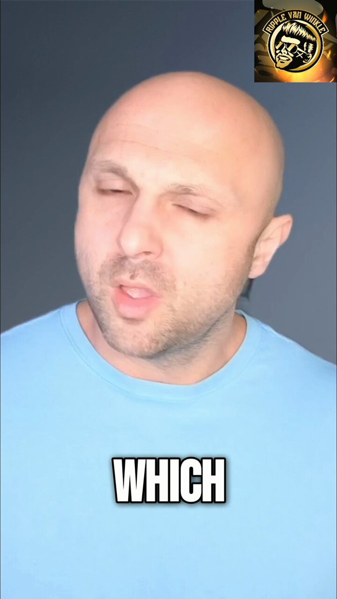 In the image, there's a bald man wearing a light blue shirt making a funny face for the camera or microphone while writing a caption underneath him that reads "which?". The caption is not clear about which bank he is referring to but it does seem related to the current topic of discussion in the post. The caption may be interpreted as a humorous or light-hearted response rather than a formal comment.
