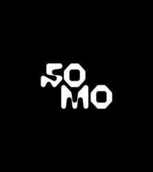 A minimalist logo featuring the text 'SO MO' in white stacked letters on a black background.