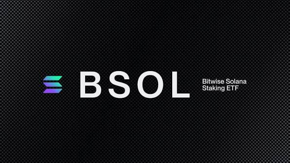 The image displays the branding for "BSOL," identified as the Bitwise Solana Staking ETF, featuring a gradient logo alongside the text on a dark mesh background. It visually reinforces the news that a major bank is now accepting Bitwise's Solana Staking ETF ($BSOL) as collateral for loans at up to 25% LTV, marking Solana's growing role in traditional finance.