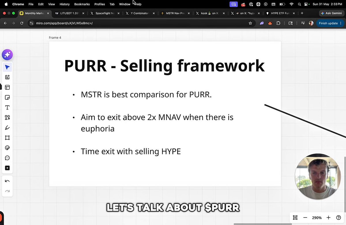 "In the last bullrun , $MSTR went 20x from its bottom while Bitcoin only went 6x, from $18K to $120K And the reason was as BTC rallied, MSTR followed, but with mNAV climbing to 3, it saw 3x the price appreciation at its peak. Now $PURR is essentially the 
$MSTR equivalent for". This is an article written by another user.