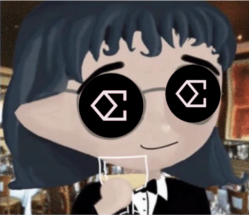 A cartoon avatar with large black sunglasses featuring the "E" logo (likely representing Ethena) holds a drink while the background shows a stock or trading chart, visually reinforcing the post's promotion of EthenaPay's financial benefits.