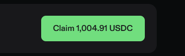 A green "Claim 1,004.91 USDC" button is displayed, representing the user's daily reward payout from Phoenix's $15,000 USDC reward pool on day 26 of their delta-neutral strategy grind.