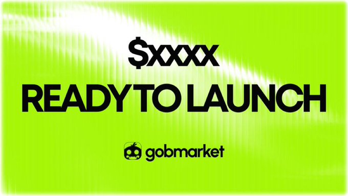 The image shows "$XXXX READY TO LAUNCH" with the Gobmarket logo, indicating an upcoming launch or event related to the platform, which aligns with the airdrop announcement.