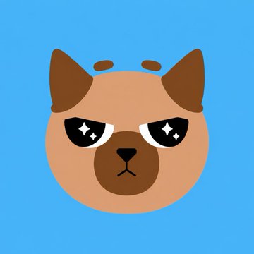 A cartoon cat-like face with sparkly eyes on a blue background. The image serves as branding for the $HOPE token, launched by the lead artist of SUI's $100M FUD memecoin.