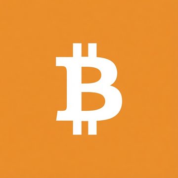 The Bitcoin logo, a white stylized 'B' symbol, displayed on a solid orange background.