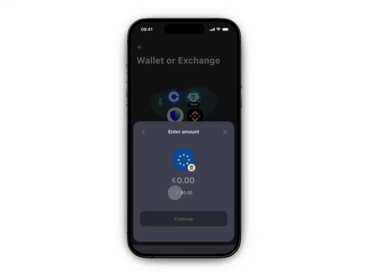 The image shows a smartphone screen displaying an app called "EURMaxxing", which allows users to exchange Euros for various cryptocurrencies, including Bitcoin. The phone's screen is lit up with the app icon and the text "EURMaxxing From EURC to any stablecoin with onchain FX for the best rate currency competition". This suggests that the app provides a platform for exchanging Euros into different cryptocurrencies or stablecoins, possibly offering competitive exchange rates and fees.