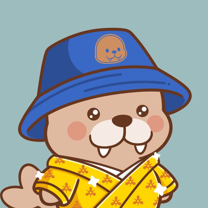 A cute cartoon character wearing a blue bucket hat and yellow patterned shirt smiles against a light blue background.